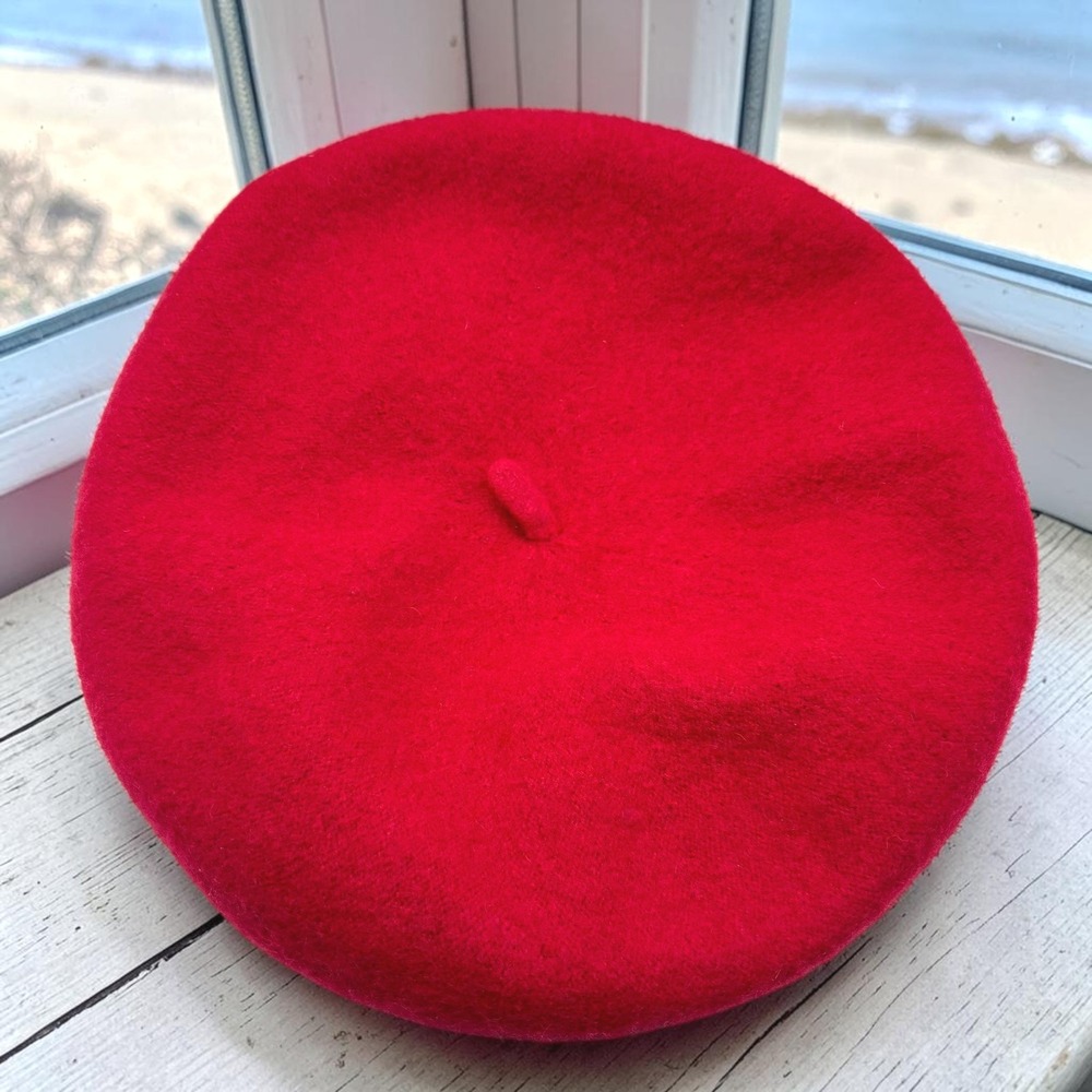 Red Wool Beret 14th & Union Felt Hat French Girl Jazz Poet Beatnik Cherry Twee